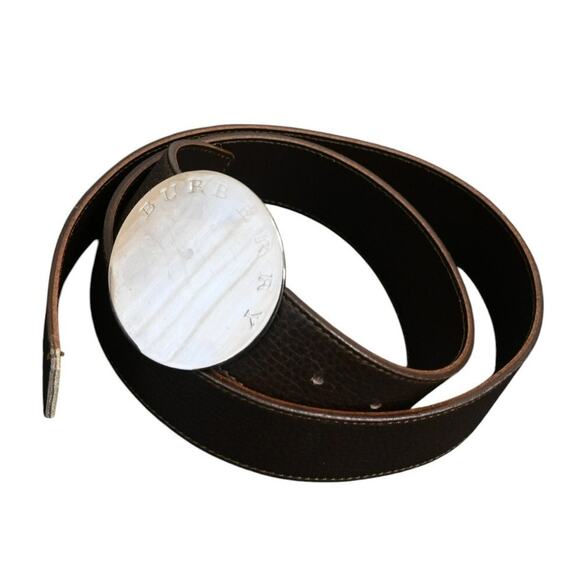 Burberry Brown Pebbled Leather Adjustable Silver Buckle Belt Size 40 / 100 main image 4